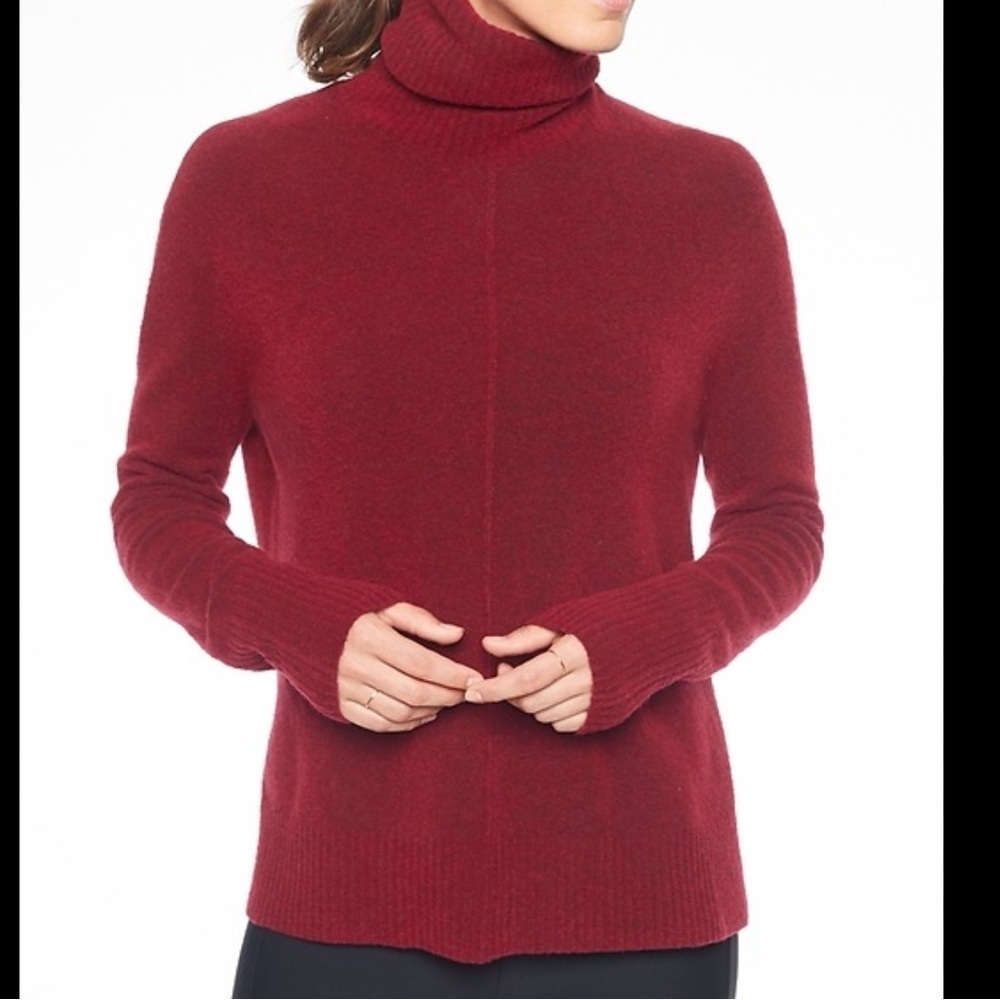 ATHLETA RED TRANSIT PULLOVER TURTLENECK SWEATER wool blend size Medium
